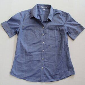Women's Port Authority Short Sleeve Button Up Shirt Blue Size Large